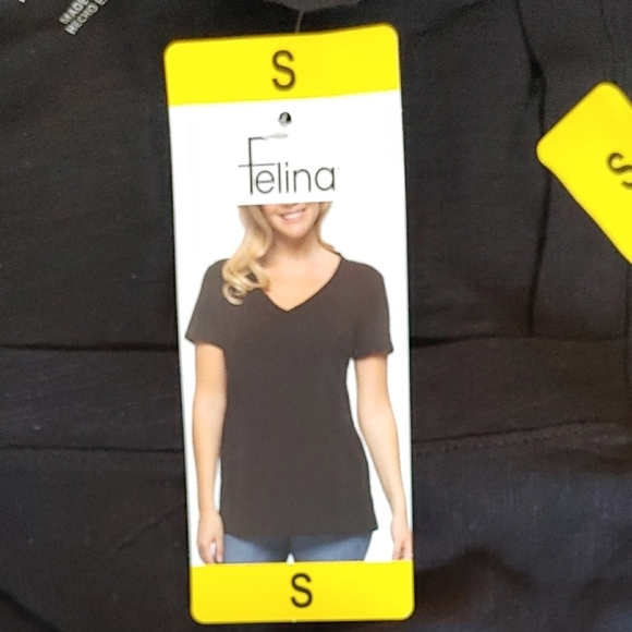 NWT Felina V-Neck Casual Short Sleeve Tee Black - Picture 4 of 5
